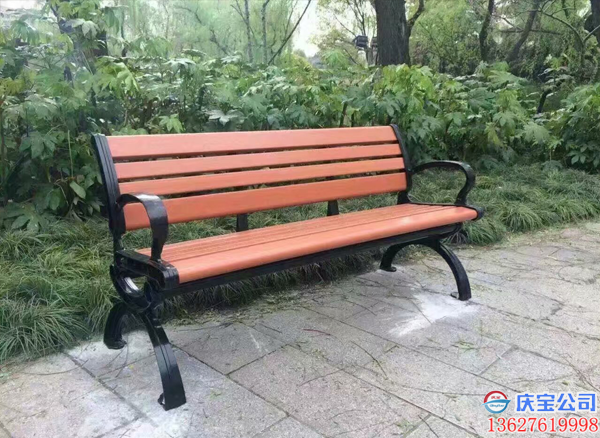 重庆户外公园休闲椅，实木铸铁座椅安装(图1)
