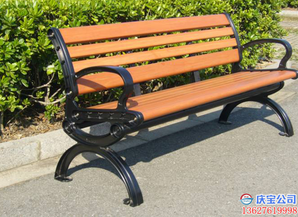 重庆户外公园休闲椅，实木铸铁座椅安装(图4)